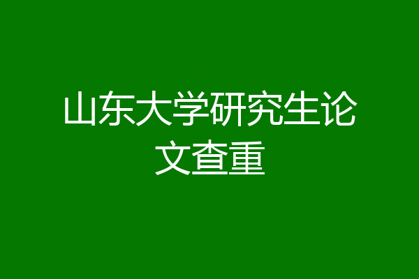 山东大学研究生论文查重