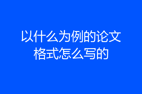 以什么为例的论文格式怎么写的