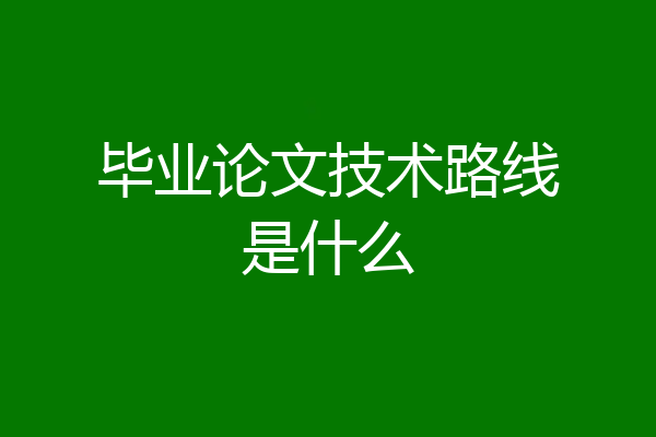 毕业论文技术路线是什么