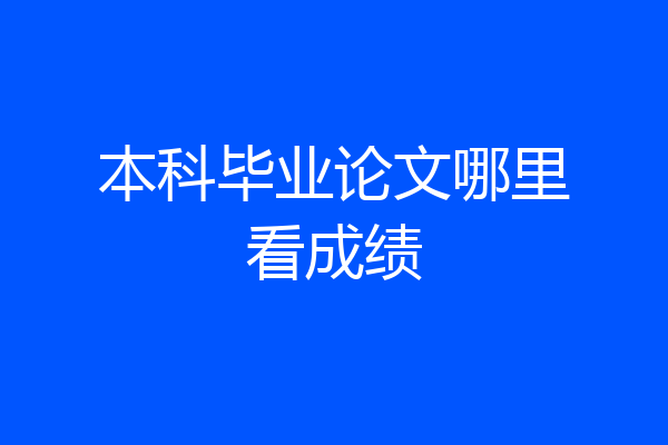 本科毕业论文哪里看成绩