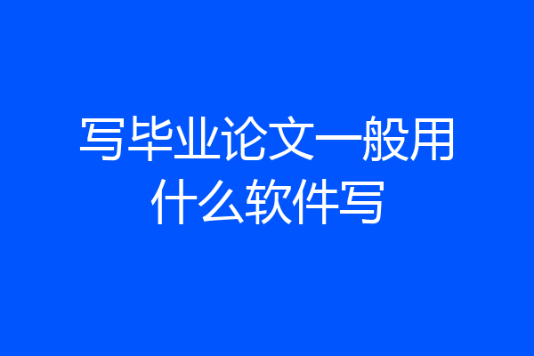写毕业论文一般用什么软件写