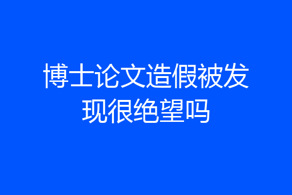博士论文造假被发现很绝望吗