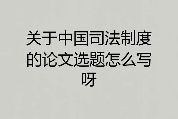 关于中国司法制度的论文选题怎么写呀