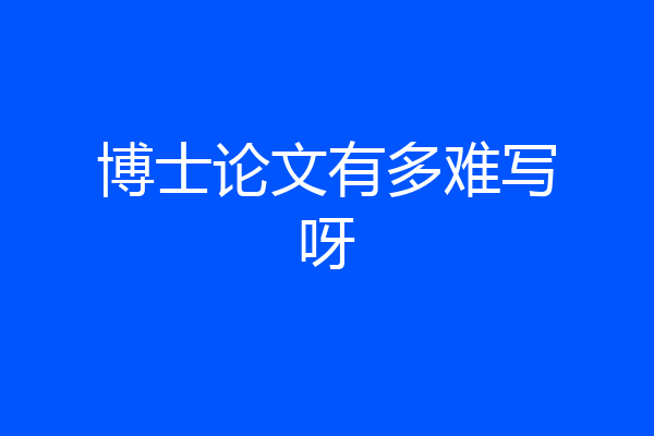博士论文有多难写呀