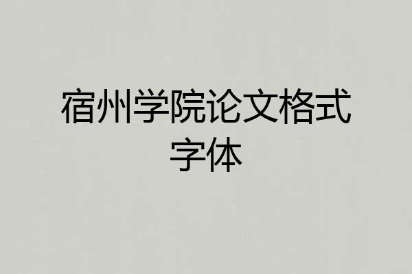 宿州学院论文格式字体
