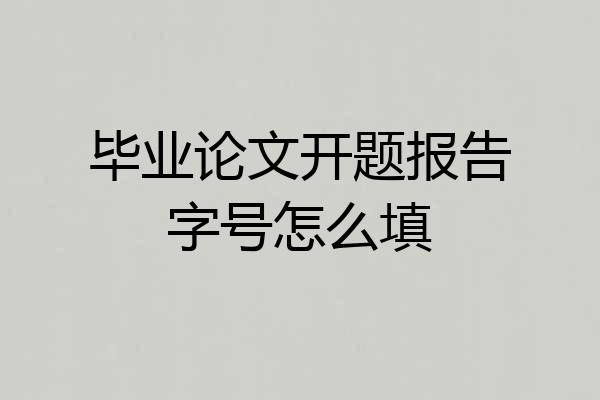 毕业论文开题报告字号怎么填