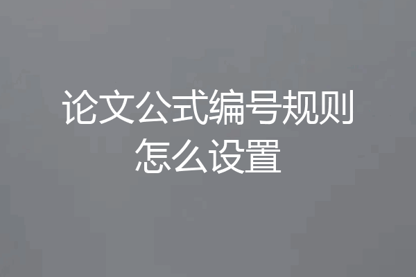 论文公式编号规则怎么设置