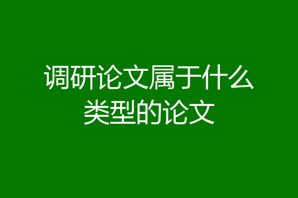 调研论文属于什么类型的论文