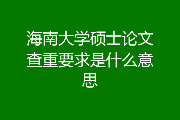 海南大学硕士论文查重要求是什么意思