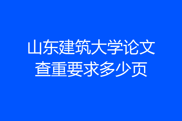山东建筑大学论文查重要求多少页