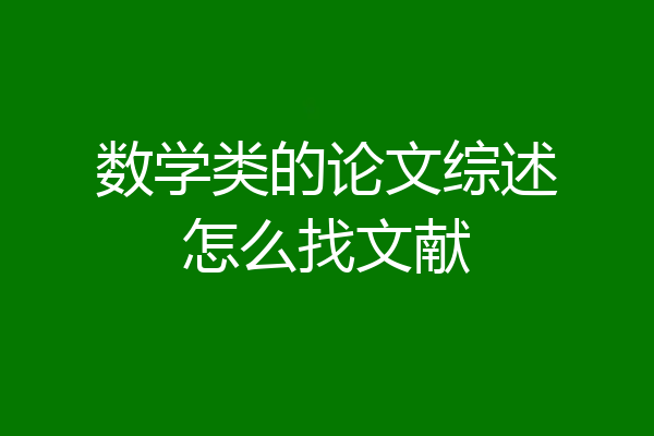 数学类的论文综述怎么找文献