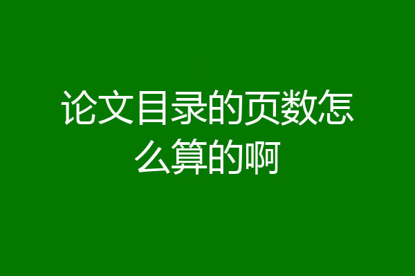 论文目录的页数怎么算的啊