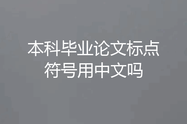 本科毕业论文标点符号用中文吗