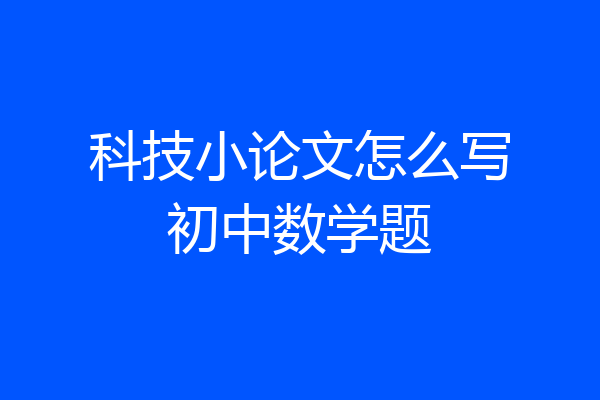科技小论文怎么写初中数学题