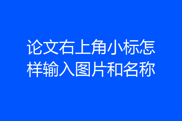 论文右上角小标怎样输入图片和名称