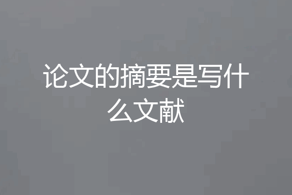 论文的摘要是写什么文献