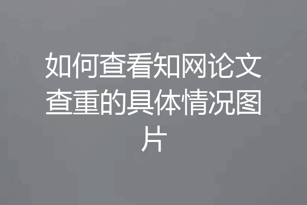 如何查看知网论文查重的具体情况图片