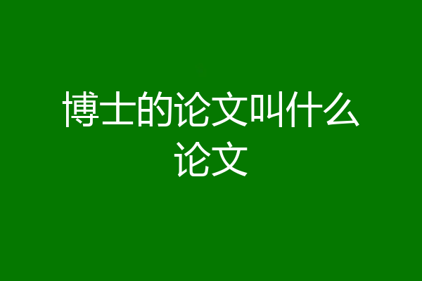 博士的论文叫什么论文
