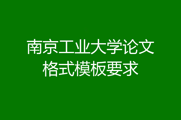 南京工业大学论文格式模板要求