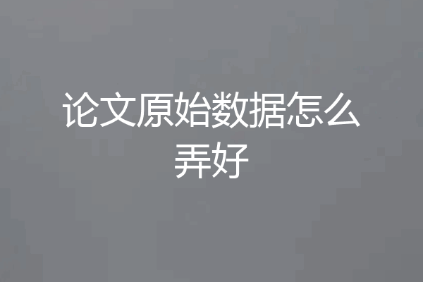 论文原始数据怎么弄好