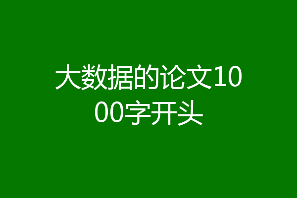 大数据的论文1000字开头