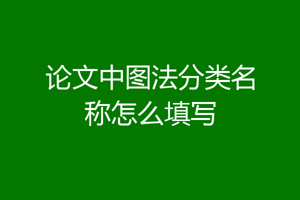 论文中图法分类名称怎么填写