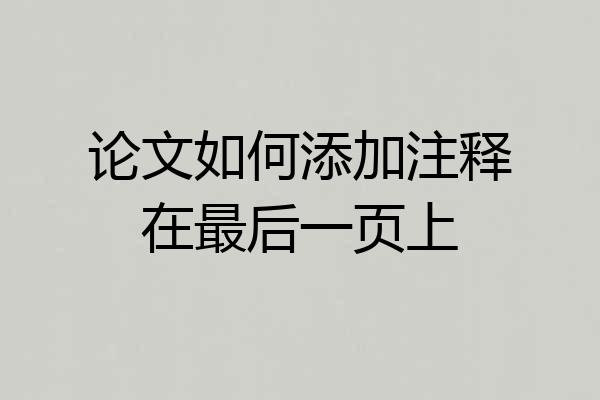 论文如何添加注释在最后一页上