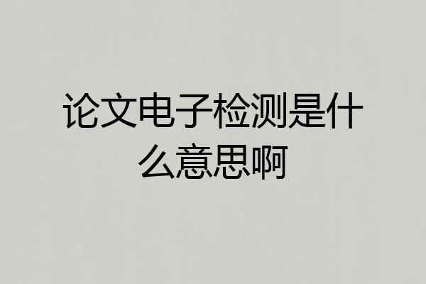 论文电子检测是什么意思啊