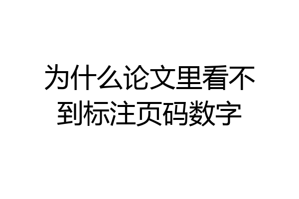为什么论文里看不到标注页码数字