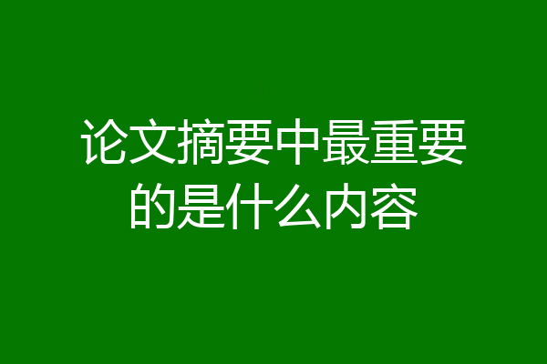论文摘要中最重要的是什么内容