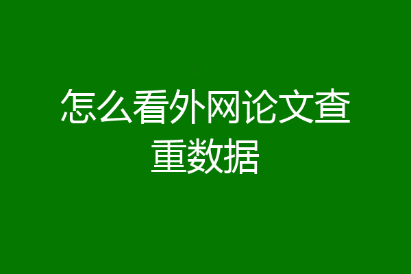 怎么看外网论文查重数据