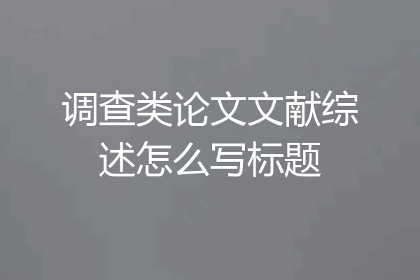 调查类论文文献综述怎么写标题