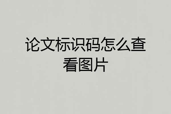 论文标识码怎么查看图片