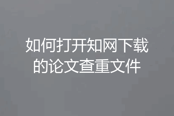 如何打开知网下载的论文查重文件