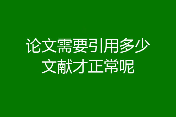 论文需要引用多少文献才正常呢