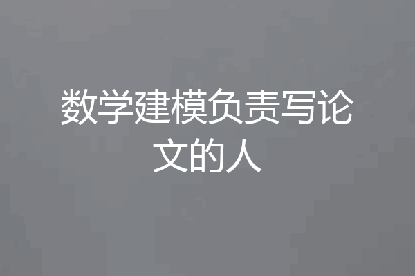 数学建模负责写论文的人