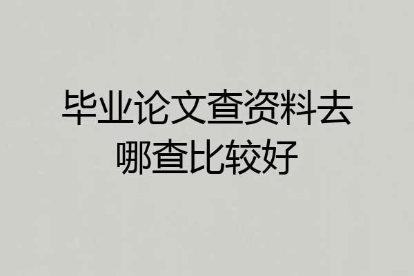 毕业论文查资料去哪查比较好