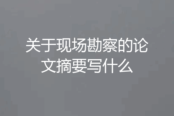 关于现场勘察的论文摘要写什么