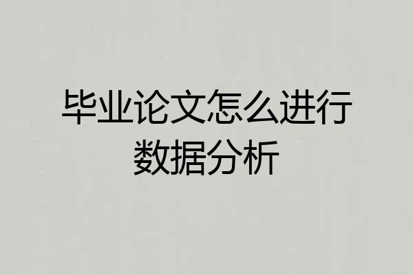 毕业论文怎么进行数据分析