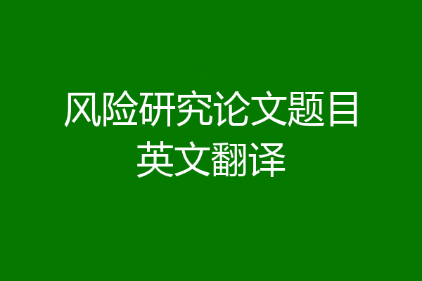 风险研究论文题目英文翻译