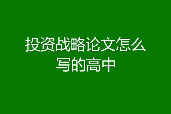 投资战略论文怎么写的高中