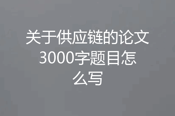 关于供应链的论文3000字题目怎么写