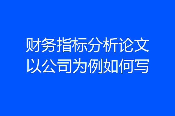 财务指标分析论文以公司为例如何写
