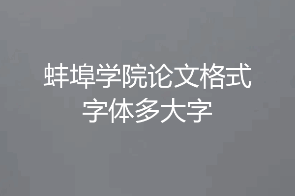蚌埠学院论文格式字体多大字