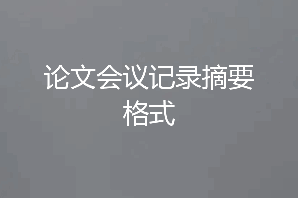 论文会议记录摘要格式