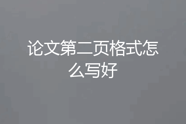 论文第二页格式怎么写好