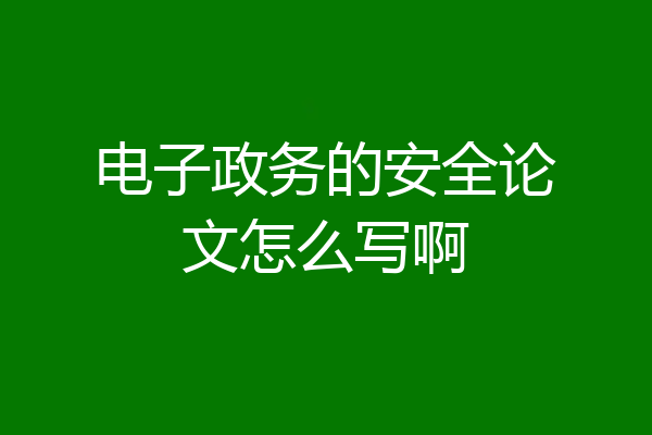 电子政务的安全论文怎么写啊
