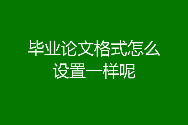 毕业论文格式怎么设置一样呢