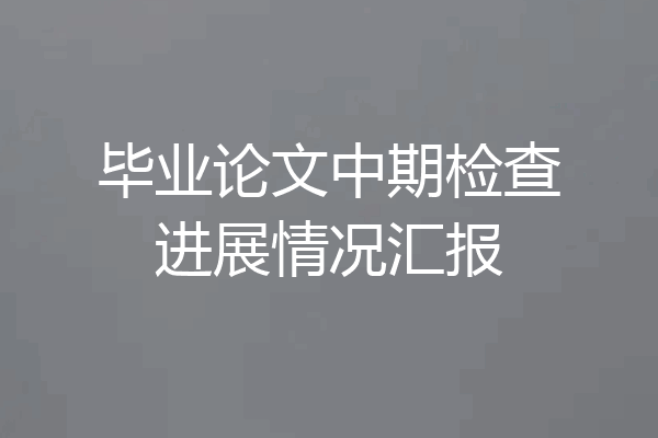 毕业论文中期检查进展情况汇报