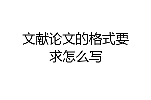 文献论文的格式要求怎么写